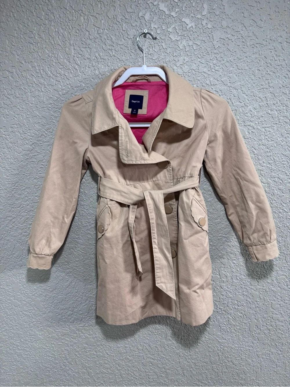 GAP Girls' Beige Trench Coat with Pink Lining